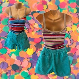 Vintage OP Teal Corduroy Shorts
